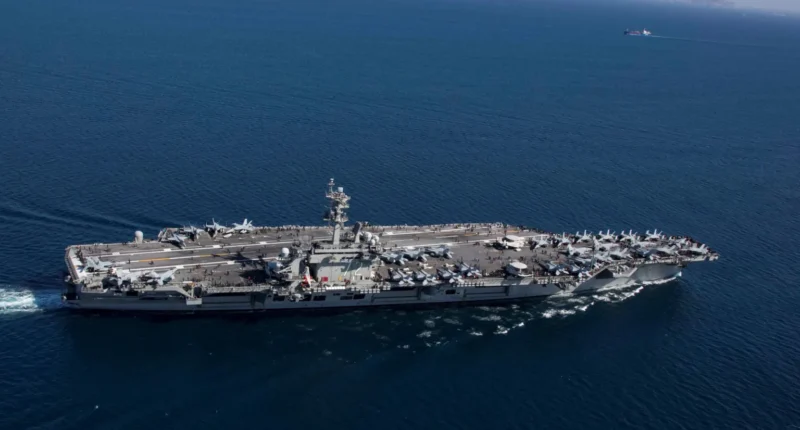 The aircraft carrier USS Abraham Lincoln in the Strait of Gibraltar, back in 2019