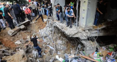 The strike caused at least one building in Beirut to collapse