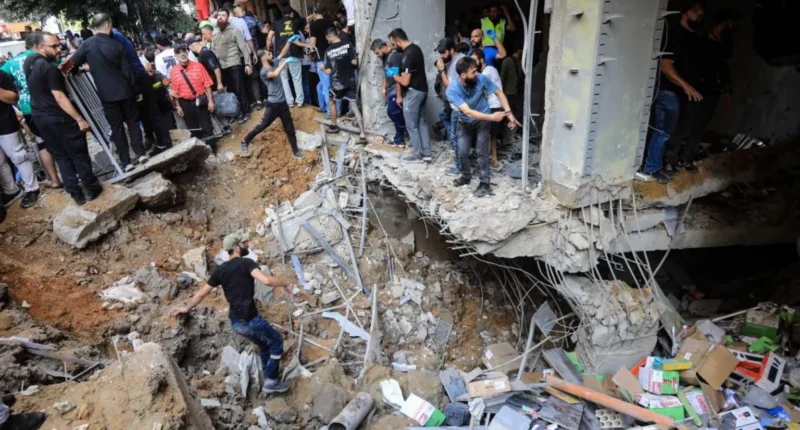 The strike caused at least one building in Beirut to collapse