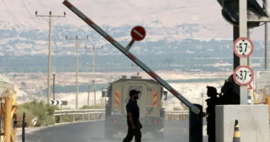 The Allenby Bridge, also known as the King Hussein Bridge, lies about halfway between Amman and Jerusalem