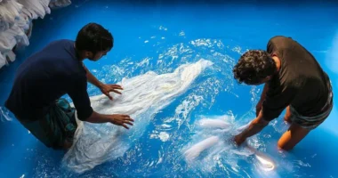 Some textile dyeing is still done by hand