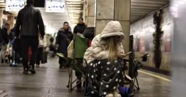 People hid in a Kyiv subway during Russia's latest attack