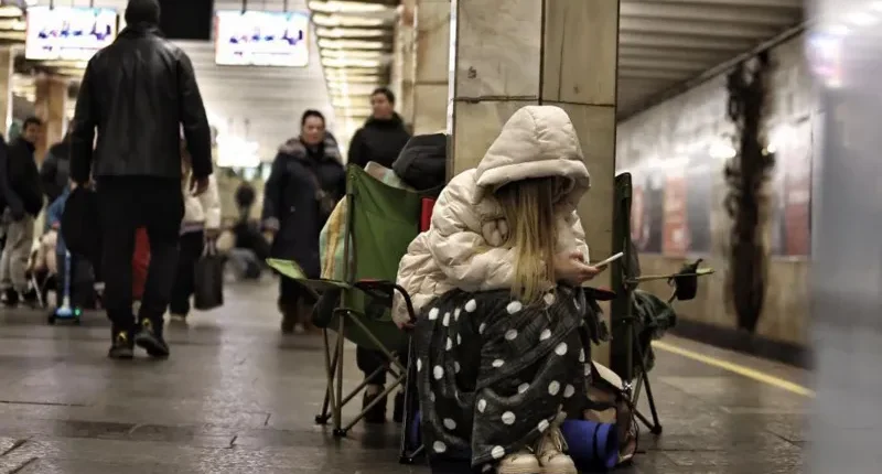 People hid in a Kyiv subway during Russia's latest attack
