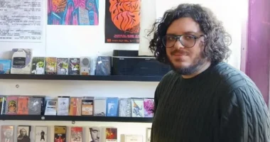 Alex Tadross sells cassette tapes and players