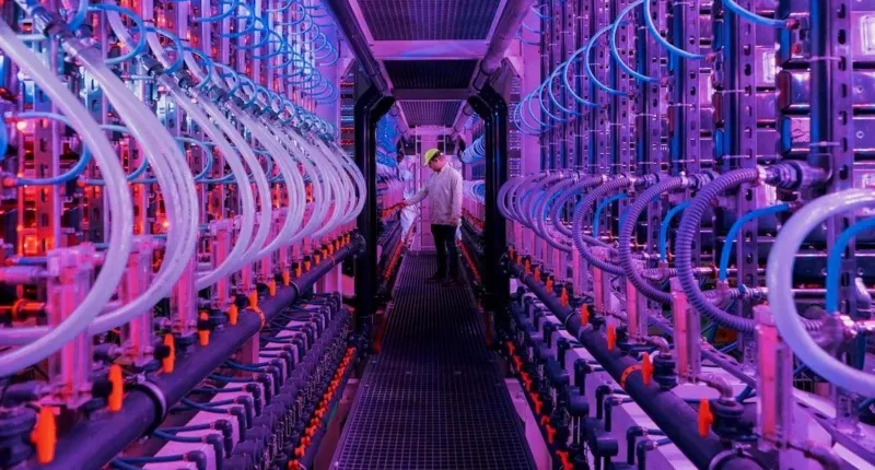Vaxa bathes microalgae in a pink-purple light
