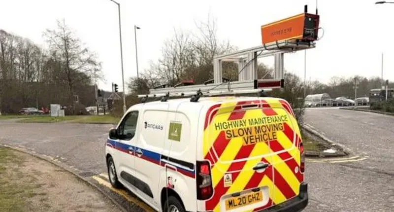 The AI technology sits on the top of the council's normal maintenance vehicles and scans the roads