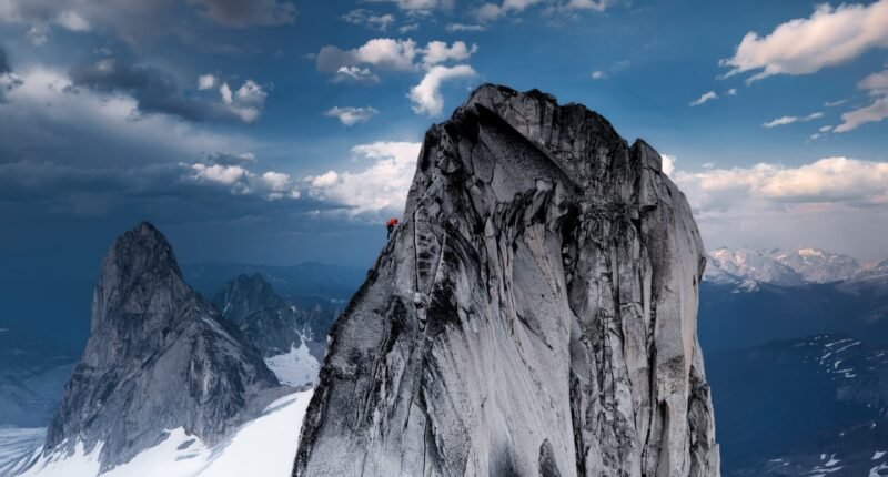 Jimmy Chin used the 48MP Fusion Main camera with variable aperture on iPhone 18 Pro to capture the sheer scale of the Bugaboo Mountains.